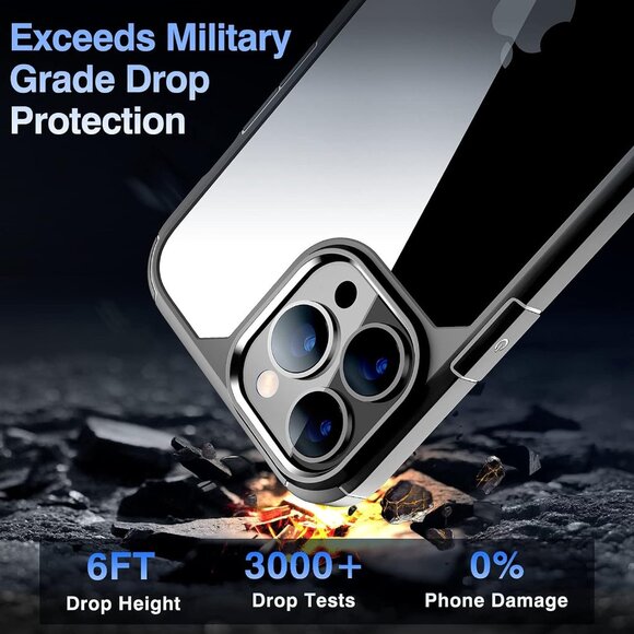 Shockproof Case for iPhone 13 Pro 6.1" – Military Grade Clear PC Black - Picture 3 of 6